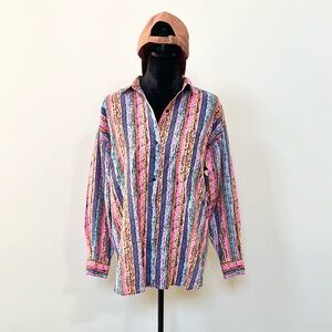 Vintage Colorful Striped Button Down